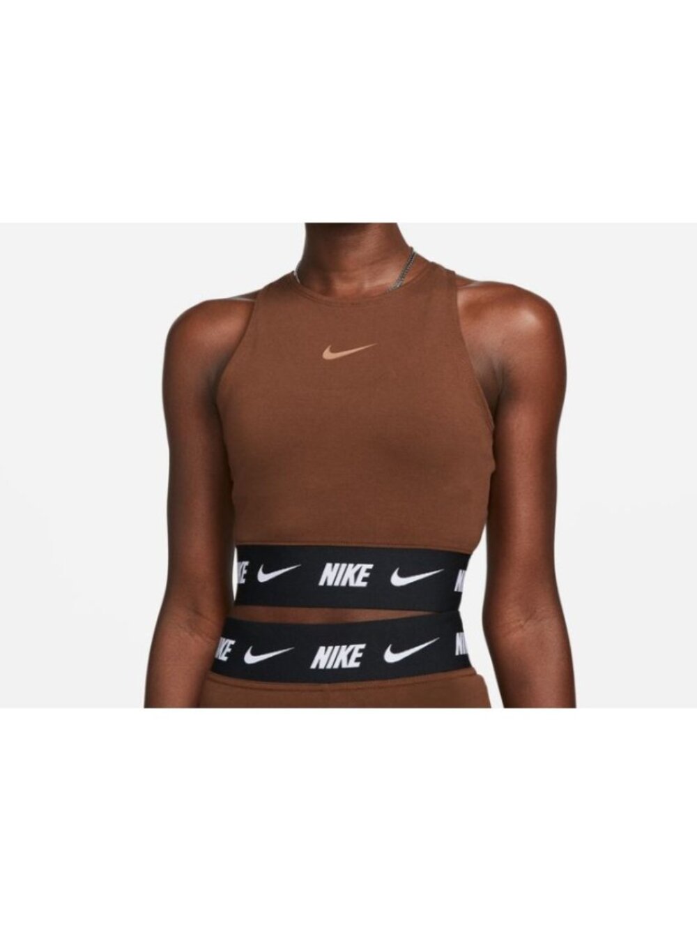 WOMEN'S NIKE SPORTSWEAR CROP TOP BROWN  DQ9315-259 M&L